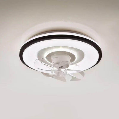 Moderner minimalistischer runder Hardware-LED-Deckenventilator mit Deckenleuchte für das Wohnzimmer 