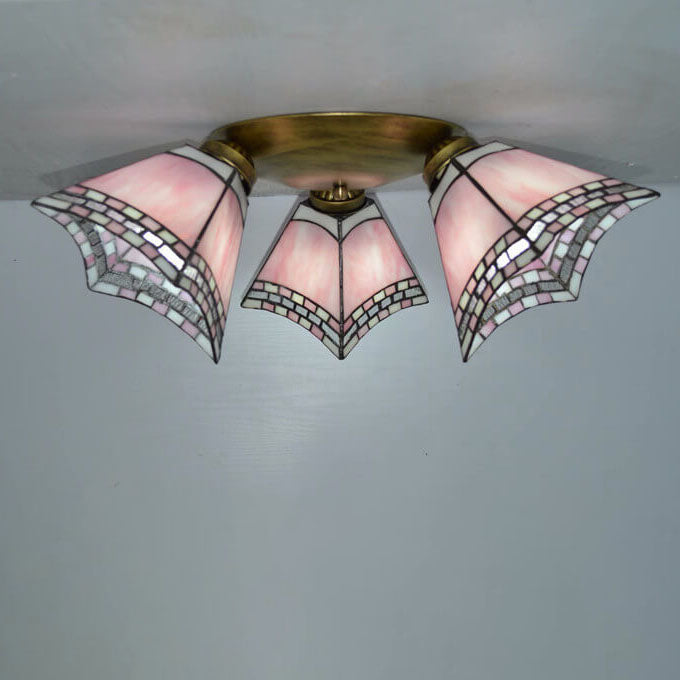 Éclairage semi-encastré à 3 lumières avec corne en verre teinté Tiffany Light Luxury 