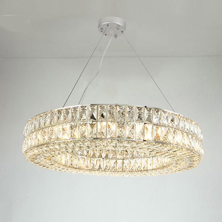 Modern Eclectic Ring Iron Crystal 9/12/16 Light Chandelier For Living Room