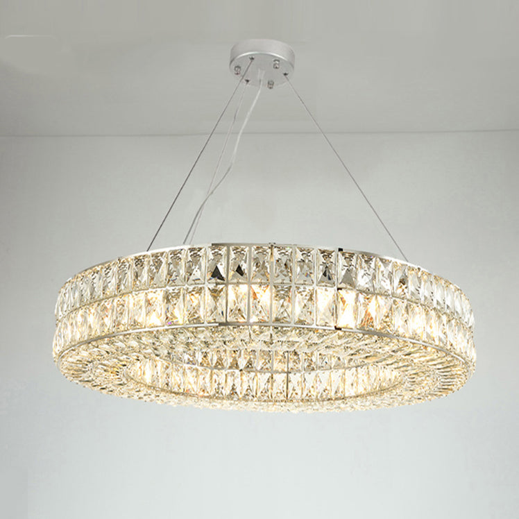 Modern Eclectic Ring Iron Crystal 9/12/16 Light Chandelier For Living Room