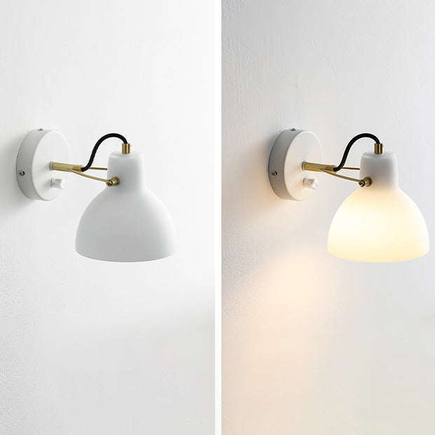 Lámpara de Aplique de Pared de 1 Luz Hemisferoide de Vidrio de Hierro de Simplicidad Moderna para Cabecera 