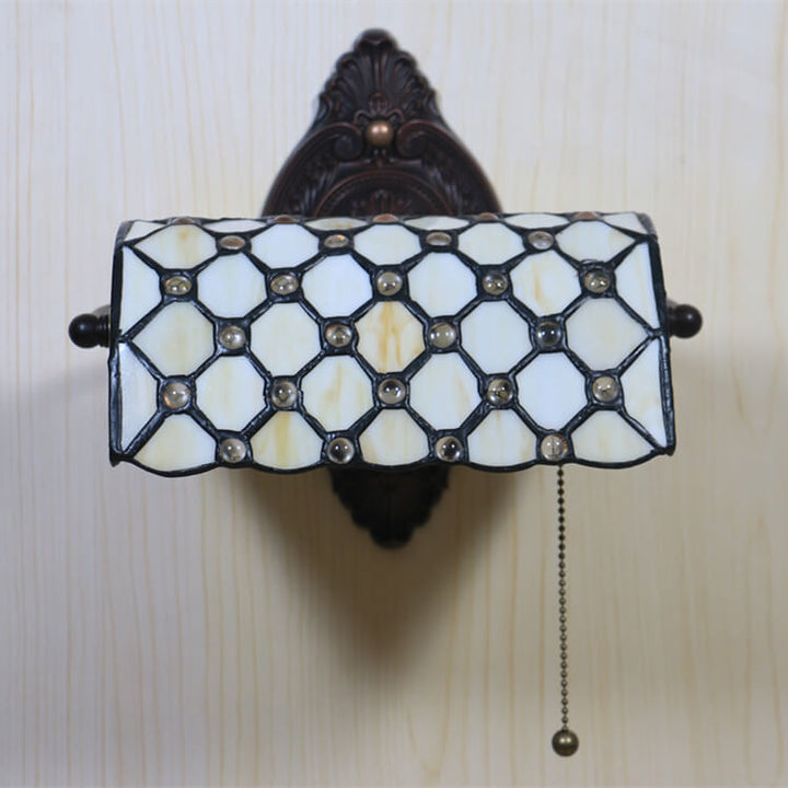 Traditional Tiffany Lucite Beads Stained Glass 1-Light Wall Sconce Lamp For Bedroom