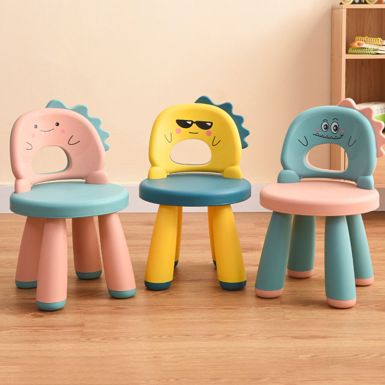 Tabouret rond en plastique pour enfants créatif contemporain avec dossier en forme de dinosaure pour le salon 