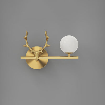 Modern Luxury Antler Full Brass Glass 1-Light Wall Sconce Lamp