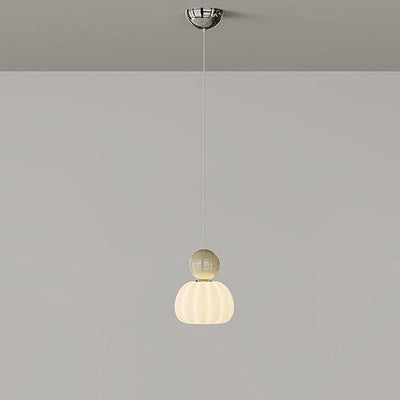 Suspension LED avec abat-jour en PE citrouille de simplicité contemporaine et boule en fer pour chambre 