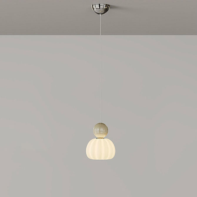 Suspension LED avec abat-jour en PE citrouille de simplicité contemporaine et boule en fer pour chambre 
