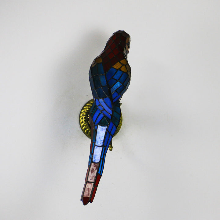 Applique murale à 1 lumière en verre teinté perroquet vintage Tiffany 