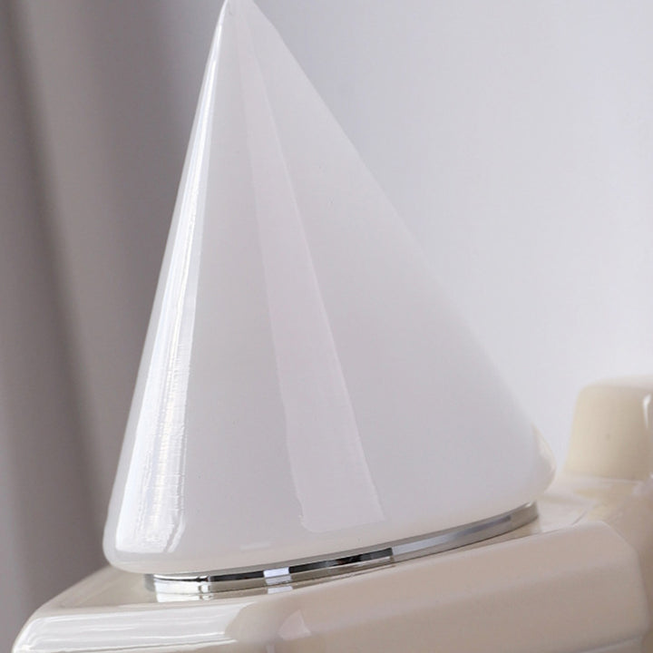 Traditional Vintage Conical Ceramic Glass Iron 1-Light Wall Sconce Lamp For Living Room