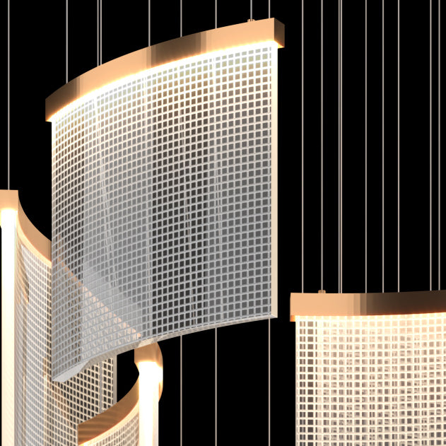 Zeitgenössischer minimalistischer quadratischer Fliesen-Acryl-Aluminium-LED-Kronleuchter für Schlafzimmer 