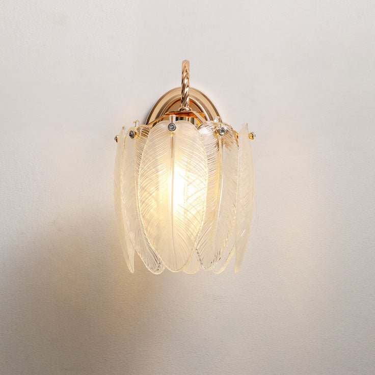 Französische kreative Cremefederzylinder-Glaseisen-1-Licht-Wandleuchte 