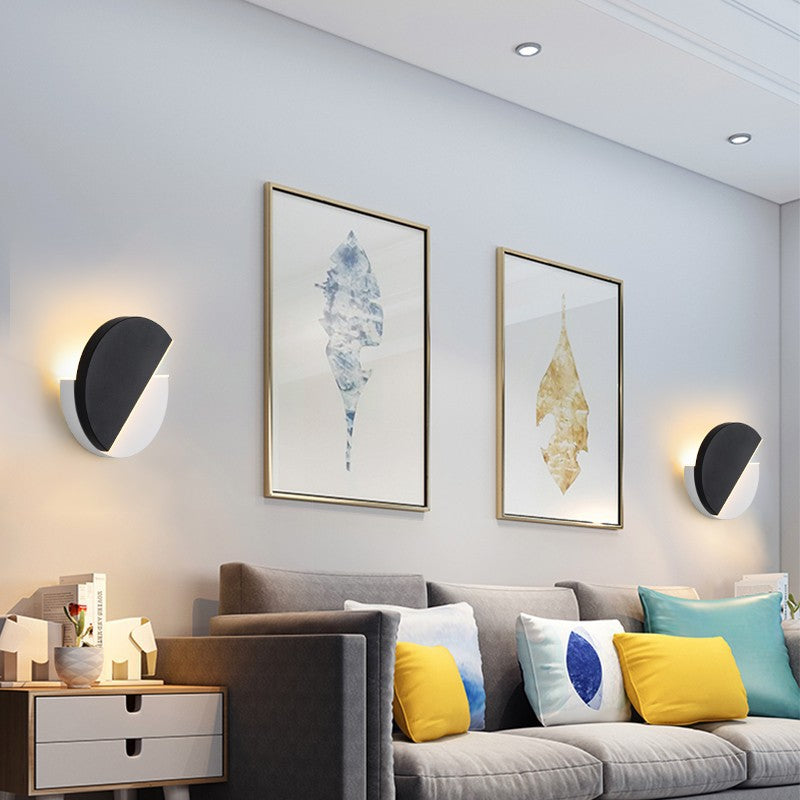 Applique murale LED en fer acrylique rond rotatif minimaliste moderne pour salon 