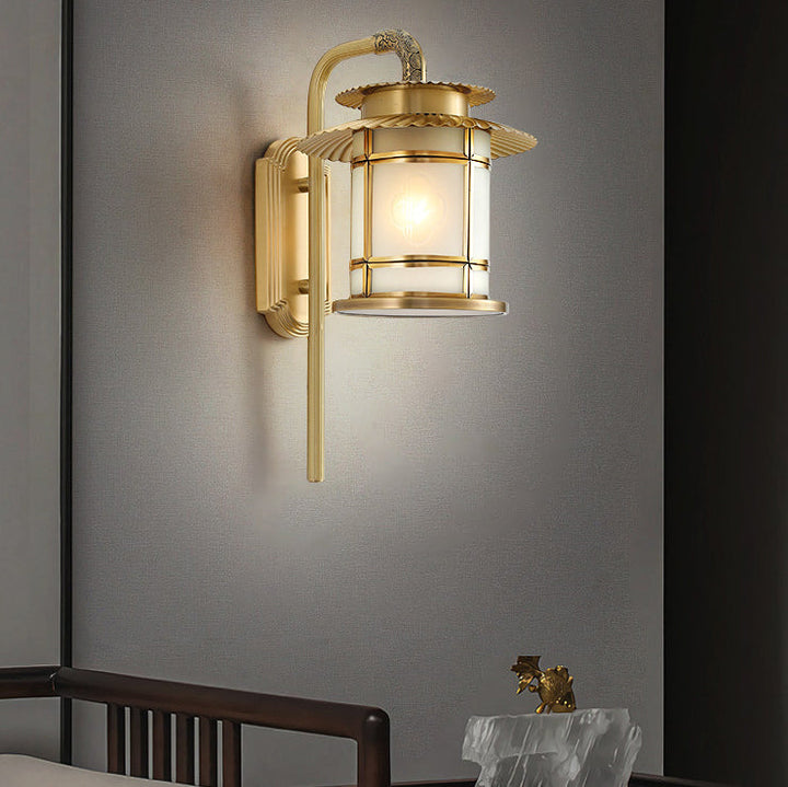 Traditionelle chinesische Kupferlaternen-Design 1-flammige Wandleuchte für den Flur 