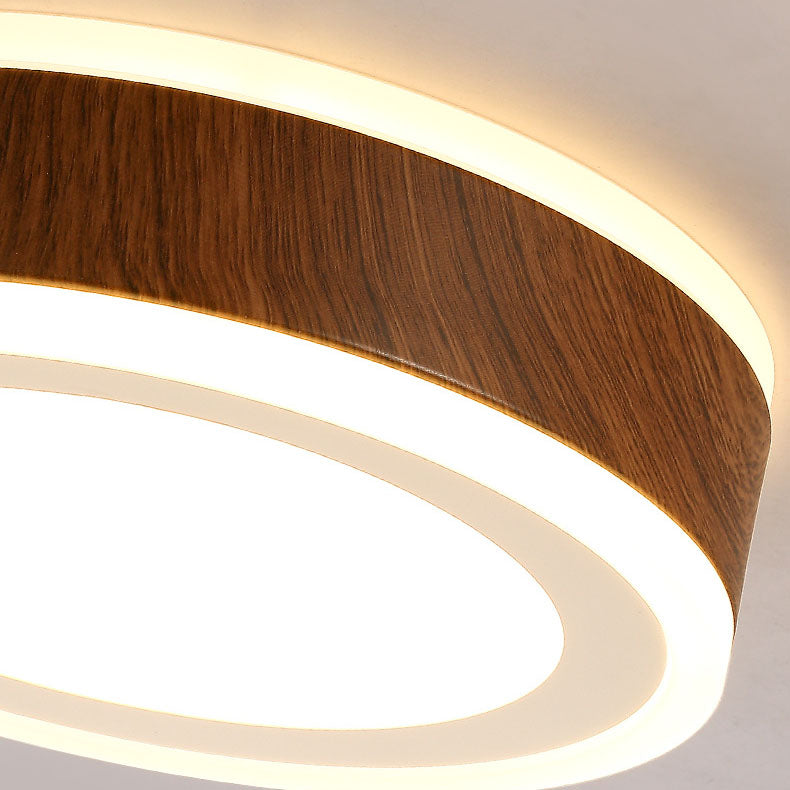 Moderne minimalistische runde quadratische Holzmaserung Hardware Acryl LED Unterputz Deckenleuchte für Wohnzimmer 