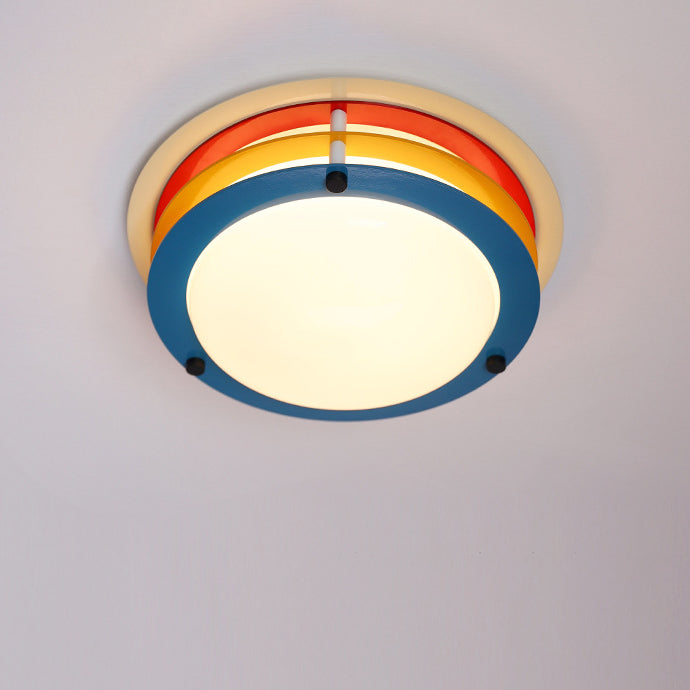 Moderne minimalistische bunte Eisen-Acryl-Disc Splicing LED Unterputz-Deckenleuchte für Schlafzimmer 