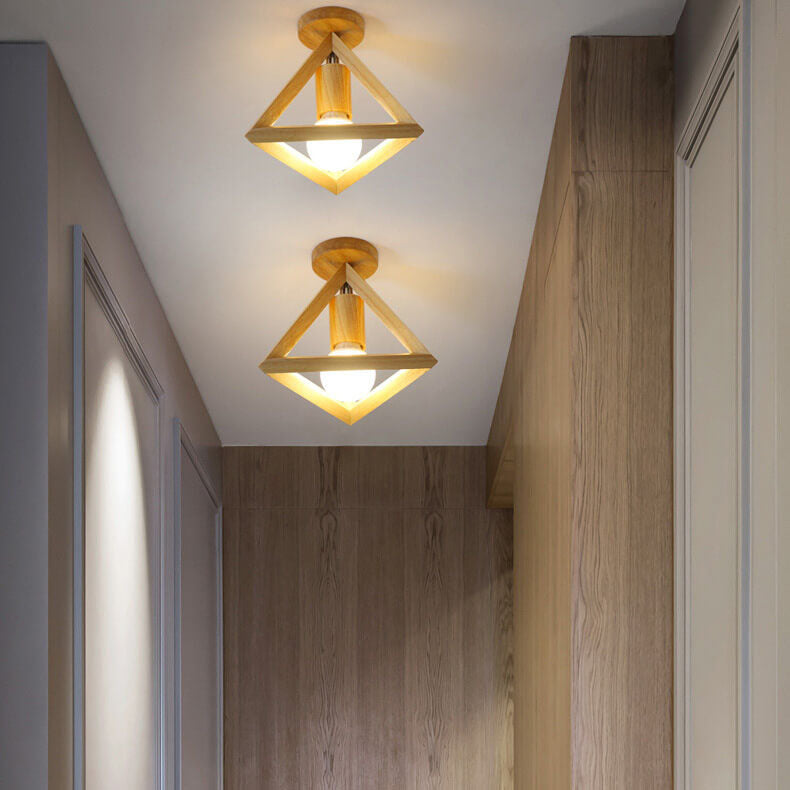 Japanischer minimalistischer hohler geometrischer Würfel 1-Licht Semi-Flush-Mount-Deckenleuchte 