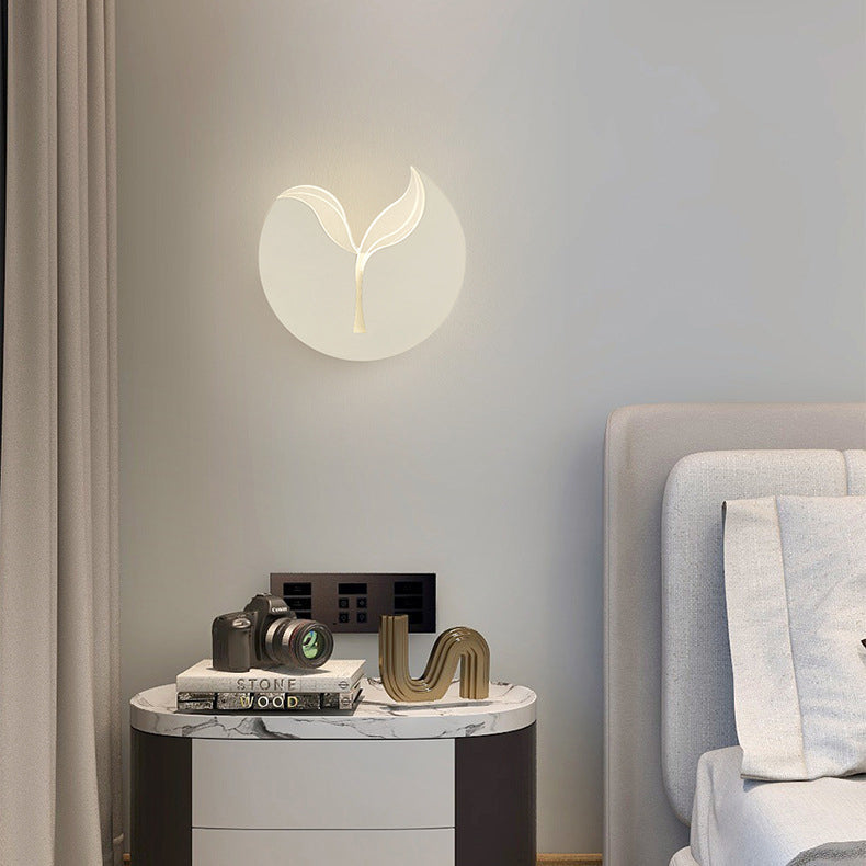 Zeitgenössische kreative Eisen Acryl Sapling Schatten LED Wandleuchte Lampe für Schlafzimmer 