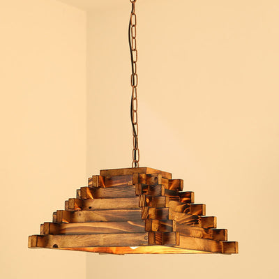 Traditional Vintage Ship Wood Carving Decorative Barrel 1-Light Pendant Light For Dining Room