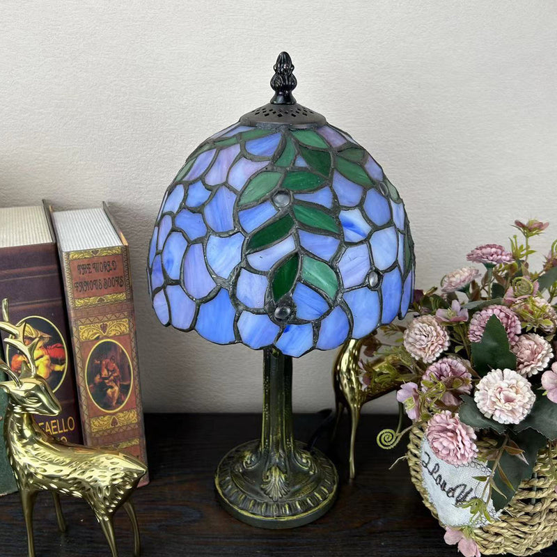 Traditionelle Tiffany Legierung Glas Dome Blume 1-Licht Tischlampe für Nachttisch 
