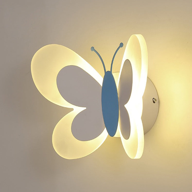مصباح حائط LED من الحديد بتصميم فراشة أكريليك إبداعي معاصر لغرفة النوم 