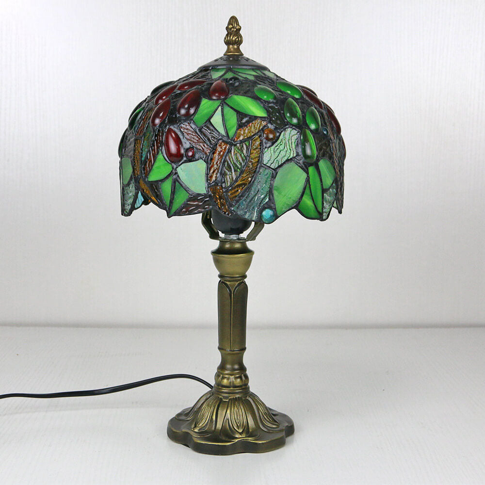 Vintage Tiffany Tierblumen Dekoration Buntglas Kuppel 1-Licht Tischlampe 
