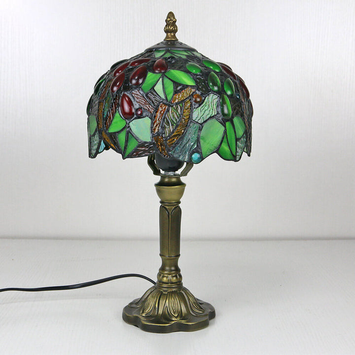 Vintage Tiffany Tierblumen Dekoration Buntglas Kuppel 1-Licht Tischlampe 