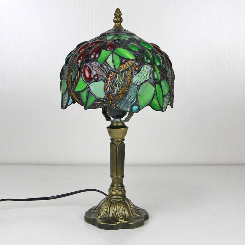 Vintage Tiffany Animal Flower Decoration Stained Glass Dome 1-Light Table Lamp