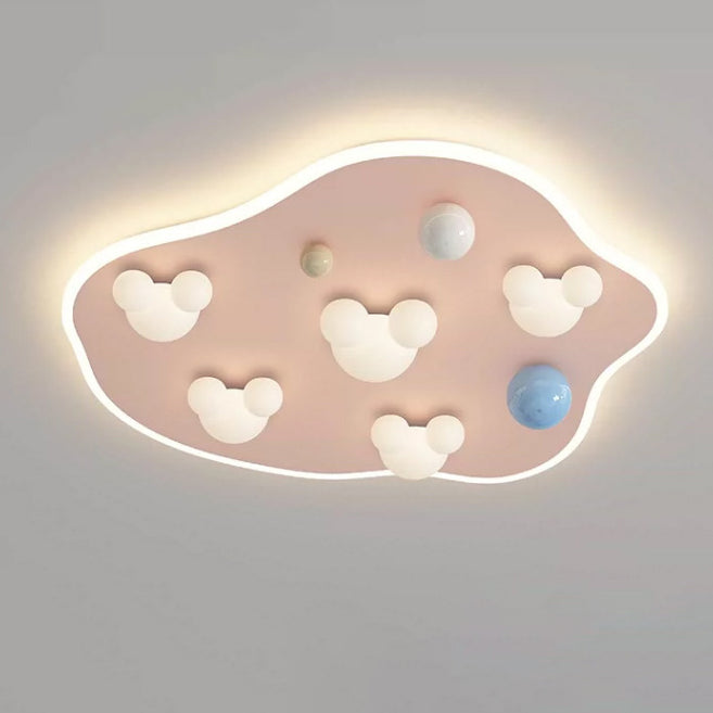 Luz de techo LED empotrada de resina acrílica de hierro con diseño moderno minimalista de oso de dibujos animados para dormitorio 