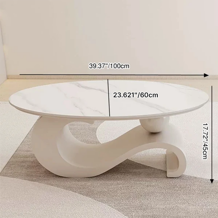 Moderner minimalistischer Ellipsen-Steinplatten-Eisentisch für das Wohnzimmer 