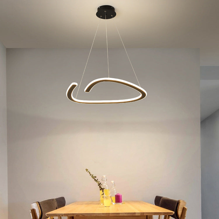 Moderne minimalistische Eisen Silica Runde Streifen LED Kronleuchter für Esszimmer 
