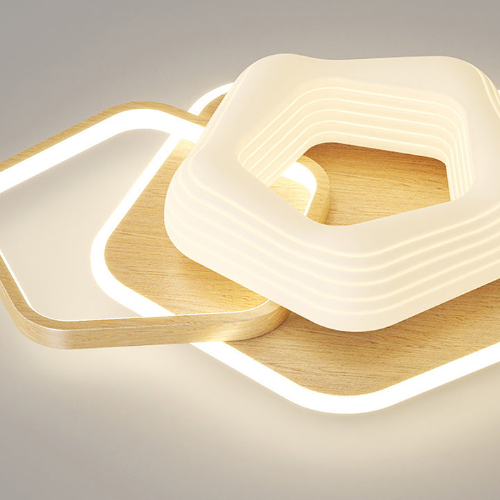 Lustre Plafonnier LED Rond en Métal Nordique Contemporain avec Motif de Fleurs et Triangle pour Chambre 