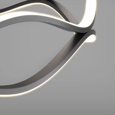 Zeitgenössischer nordischer Eisen-Aluminium-Silica-Rundwellen-LED-Kronleuchter für Esszimmer 