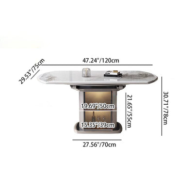 Conjunto de Mesa de Comedor de Vidrio y Madera Elíptica Nórdica Contemporánea con Sillas para 4 Asientos 