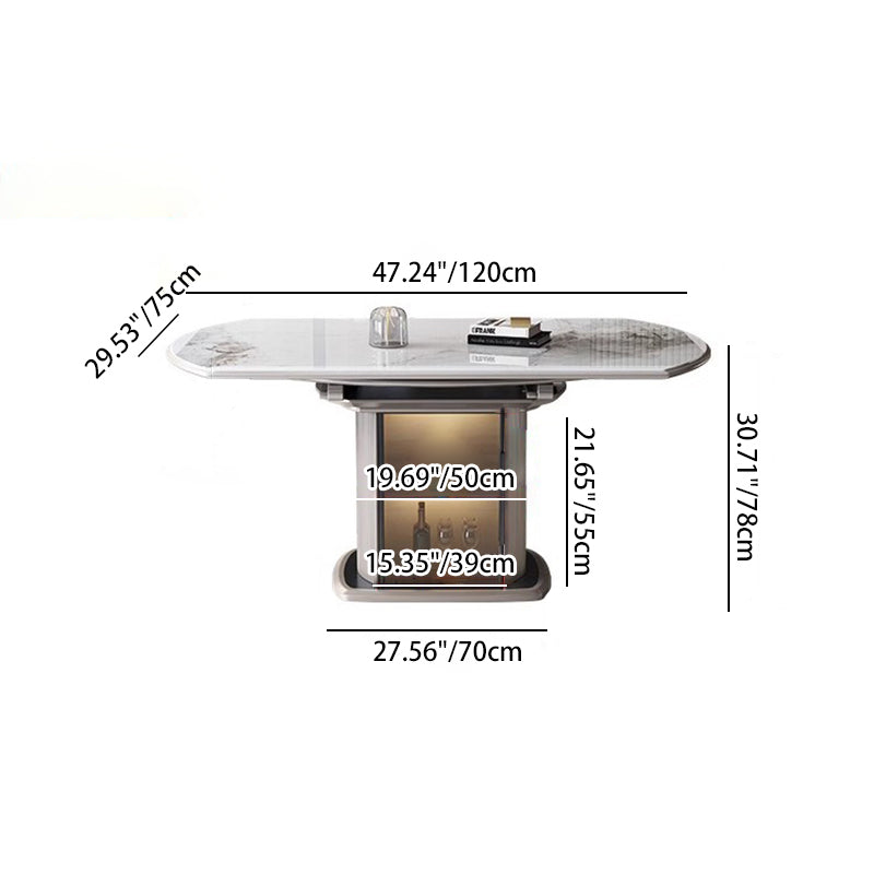 Conjunto de Mesa de Comedor de Vidrio y Madera Elíptica Nórdica Contemporánea con Sillas para 4 Asientos 