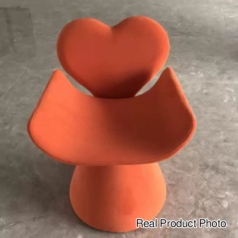 Tabouret de coiffeuse contemporain nordique en velours bois en forme de cœur pivotant avec dossier pour chambre 