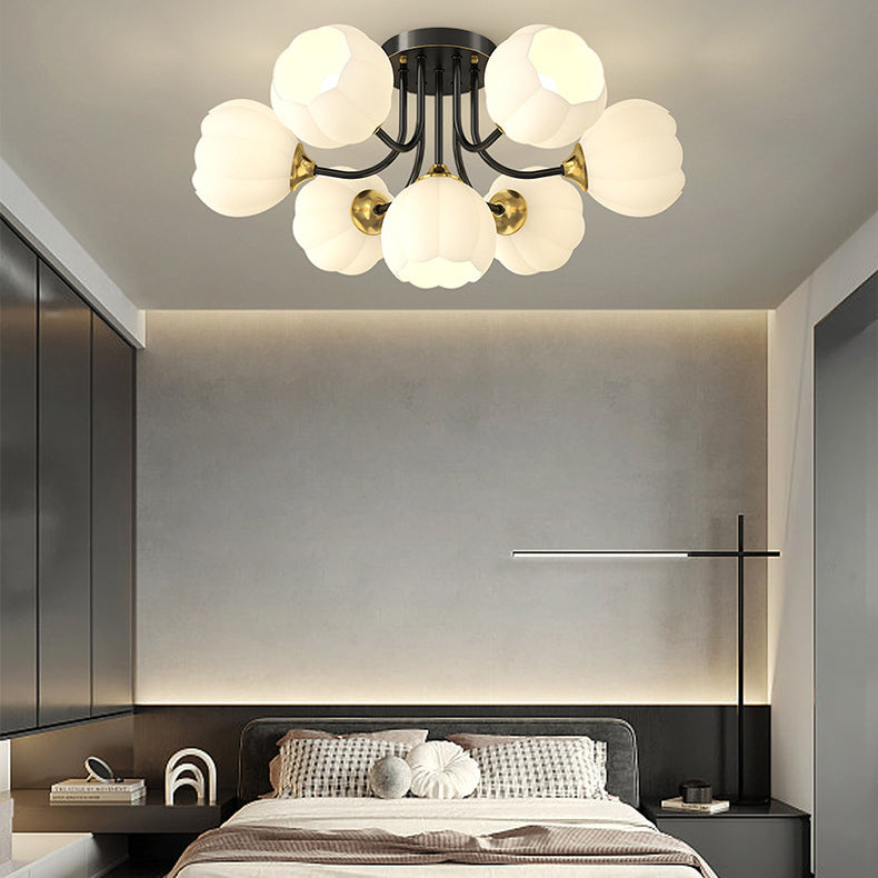 Zeitgenössische Creative Pod Kupferglas 7/9 Licht Halbbündige Deckenleuchte für Wohnzimmer 