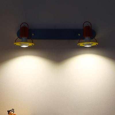 Zeitgenössische kreative kindliche bunte geometrische Eisen 2-Licht Spiegel Front Wandleuchte Lampe für Schlafzimmer 