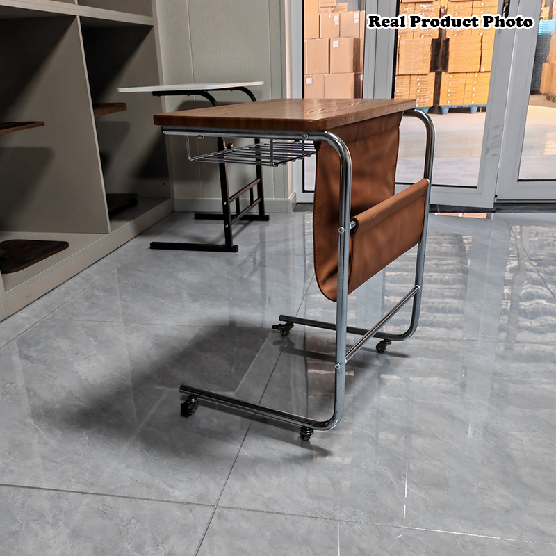 Contemporary Retro Removable Rectangular Cart MDF Steel Frame End Table For Living Room