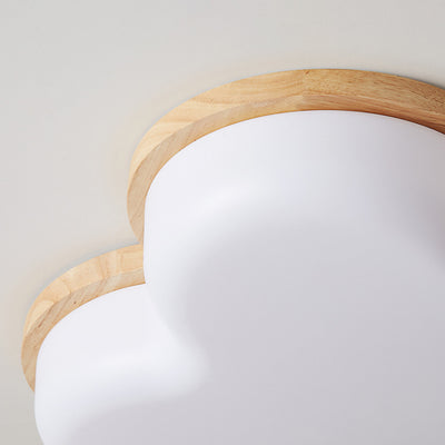Luz de techo empotrada LED de acrílico y madera de caucho con forma de nube minimalista moderna para dormitorio 