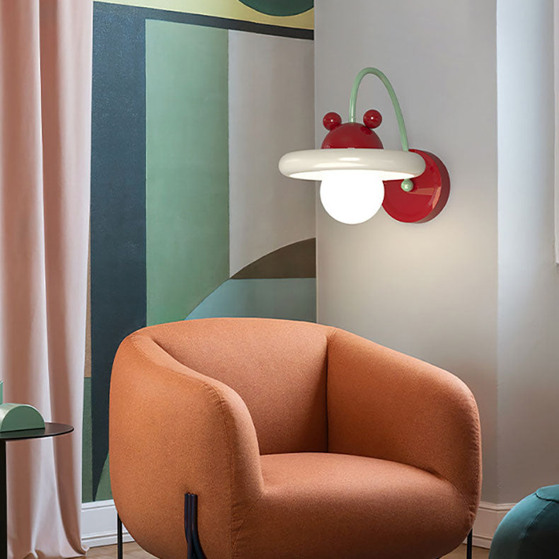 Lámpara de Aplique de Pared de 1 Luz de Vidrio de Hierro Esférico Minimalista Moderno para Dormitorio 