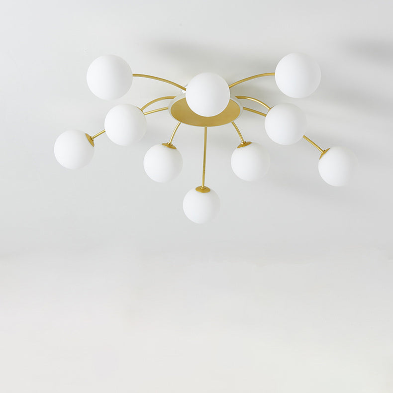 Moderne Luxus Runde Kugel Eisen Glas 10/12/16 Licht Semi-Flush Mount Deckenleuchte für Wohnzimmer 