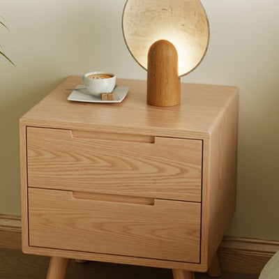Table de nuit carrée en bois de caoutchouc moderne avec 1/2 tiroir pour chevet 