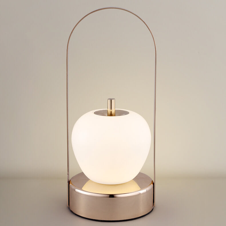 Modern Minimalist Round Apple Iron PVC LED Table Lamp For Bedroom