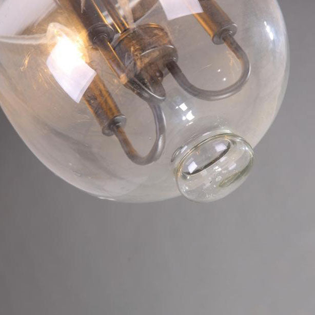 Traditioneller rustikaler runder Glas-Eimer Eisen-Kerzenhalter 3-Licht Kronleuchter für Wohnzimmer 