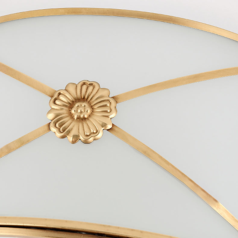 Plafonnier traditionnel européen rond en verre de cuivre 3/4/6 lumières pour salon 