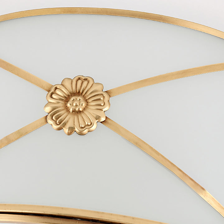Plafonnier traditionnel européen rond en verre de cuivre 3/4/6 lumières pour salon 