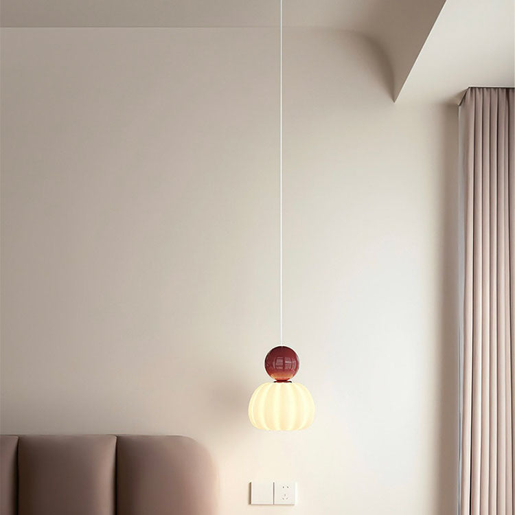 Suspension LED avec abat-jour en PE citrouille de simplicité contemporaine et boule en fer pour chambre 