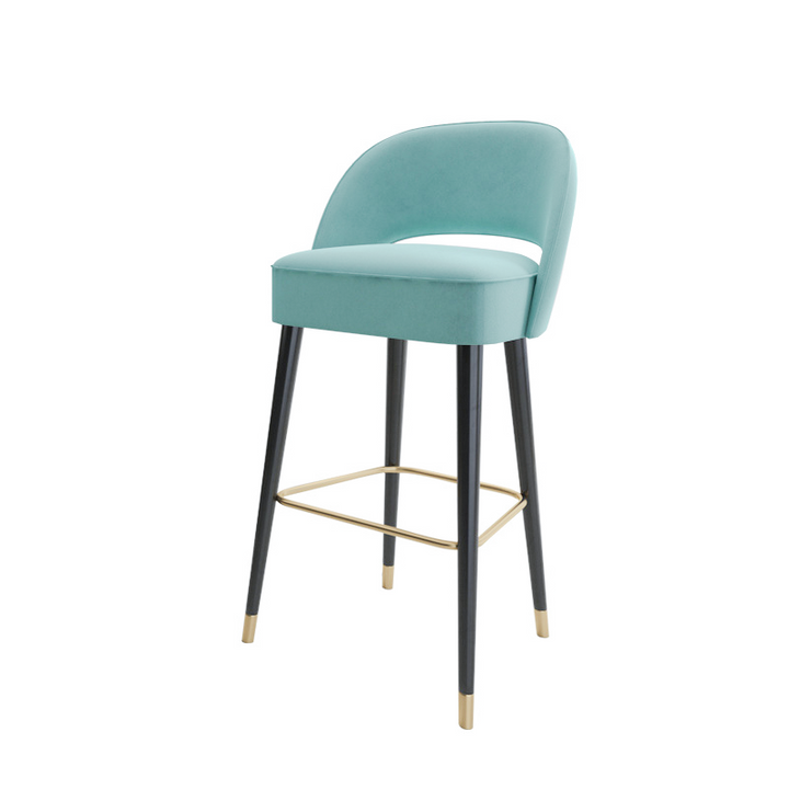 Tabouret de bar en métal moderne de luxe carré en mousse haute résilience avec dossier pour cuisine 