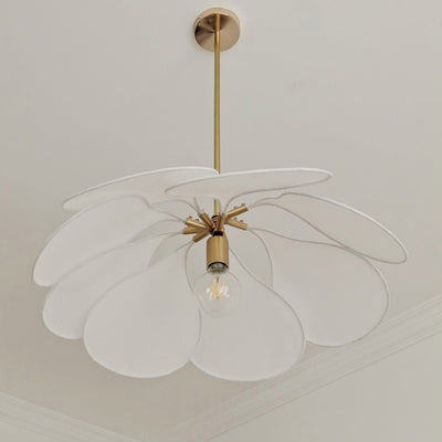 Abat-jour contemporain en tissu pétale de style bohème, luminaire suspendu à 1 lumière pour le salon 