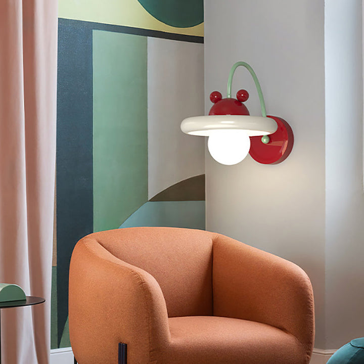 Zeitgenössische kreative Kegel Doppelschicht Scheibe Eisen Glas 1-Licht Wandleuchte Lampe für Wohnzimmer 