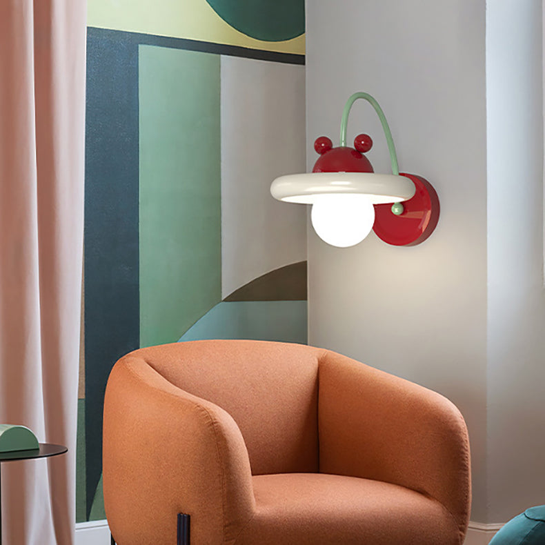 Zeitgenössische kreative Kegel Doppelschicht Scheibe Eisen Glas 1-Licht Wandleuchte Lampe für Wohnzimmer 